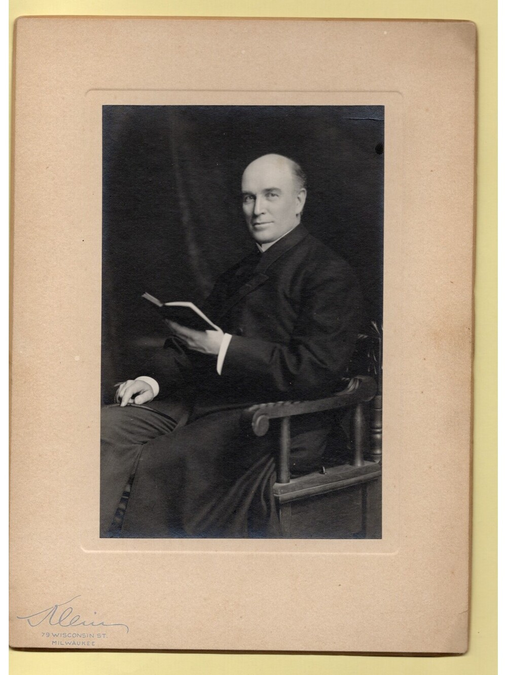 Cabinet Photo 6.5 x 9" Man Sitting with Book In Hand Milwaukee, Wisconsin
